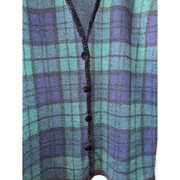 Pendleton Women's Green Plaid V-Neck Long Sleeve Wool Cardigan Sweater Sz M - Picture 3 of 11